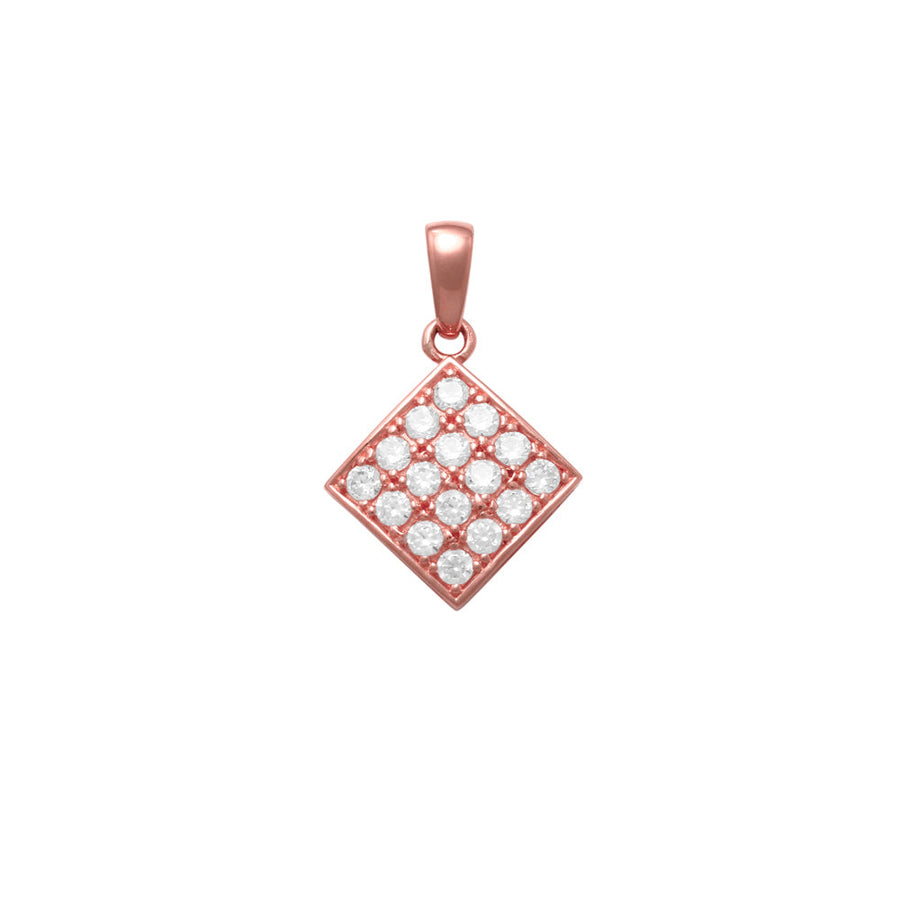 9k RG Diamond Shape Pendant set with CZ's 12mm