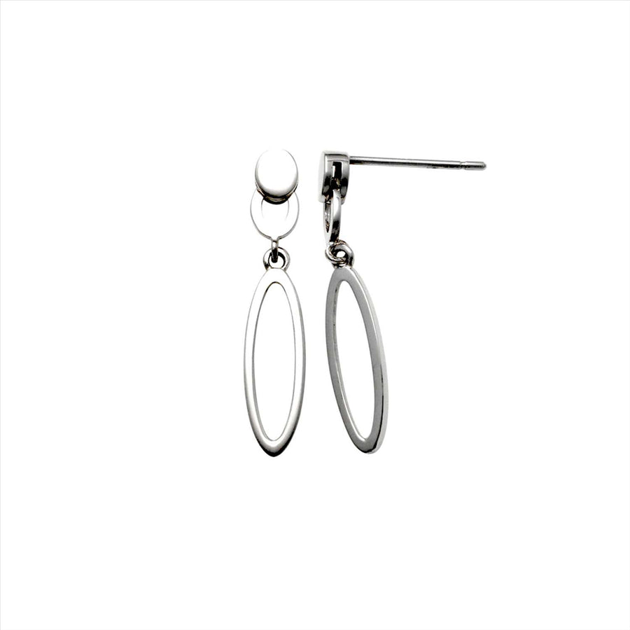 9k WG Long Oval Drop Stud Earrings 21x4mm