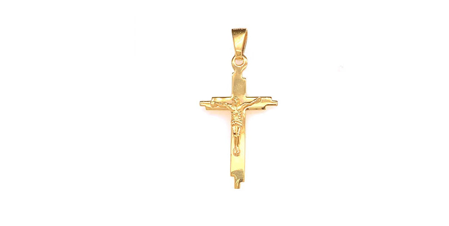 9k YG Italian Solid Crucifixion Pnd 31 x 18mm