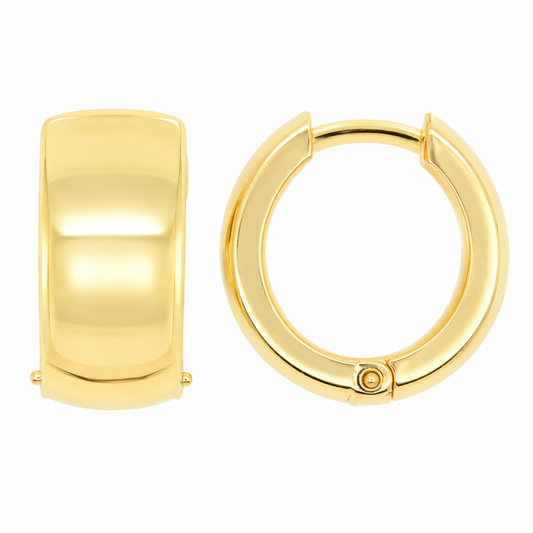 9k YG Half Round Huggie Earrings (7mm)