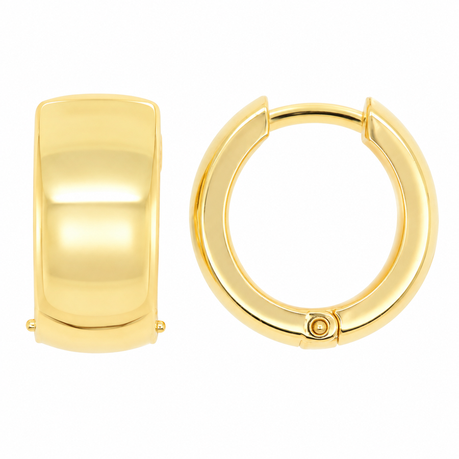 9k YG Half Round Huggie Earrings (7mm)