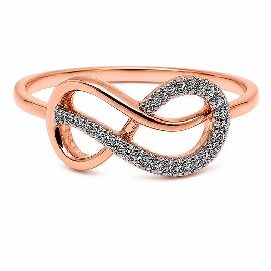 9k RG Infinity Ring  set with 64D=0.13ct. Size M.