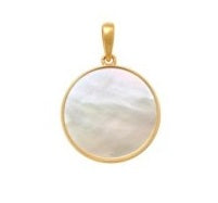 9k YG Circle Pendant with Mother of Pearl  14mm