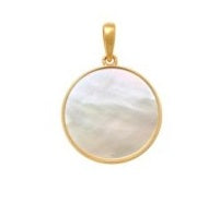9k YG Circle Pendant with Mother of Pearl 14mm