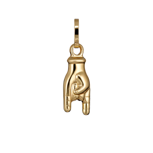18k YG Hollow Hand Pendant 15mm
