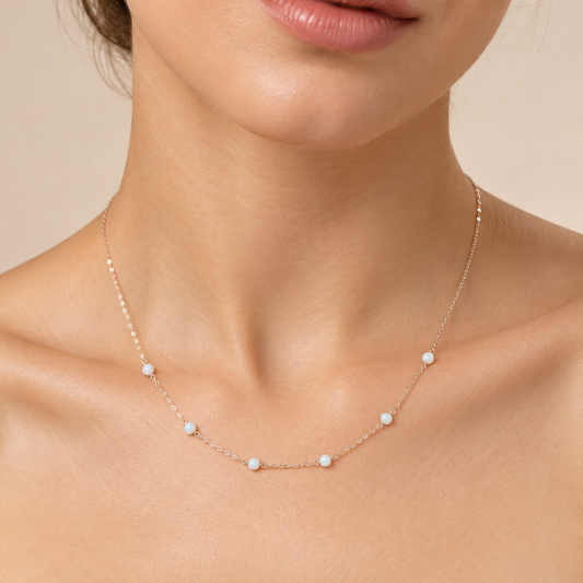 9k YG Opal Oval Link Chain