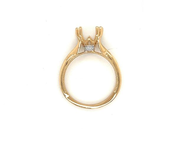 18k YG Unset Solitare Ring with Lab Grown (F/VS) Diamonds Set on Under Bezel. 6LD = 0.04ct. Size Q