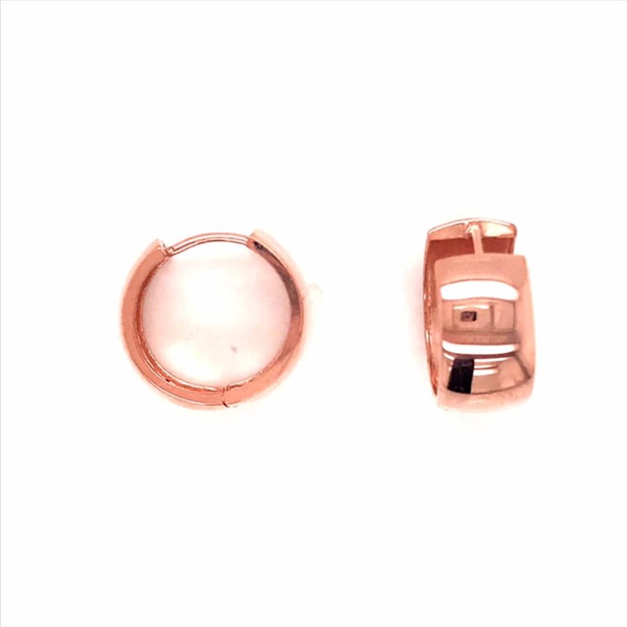 9k RG Round Huggie Earrings 13mm Diameter. 8mm Wide