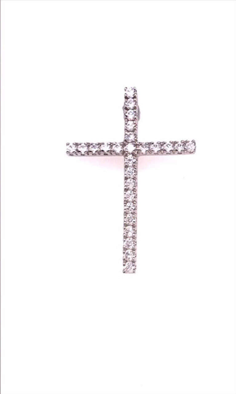 9k WG Solid CZ Cross Pendant with 26 CZ's 30mm x 20mm.