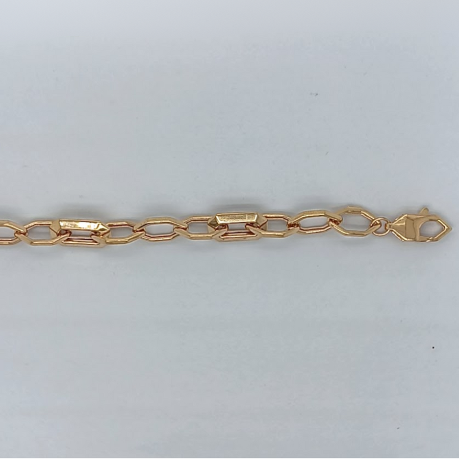 18k YG Hollow Knife Edge Paperclip Bracelet 7.5mm Wide 20cm Inc 2cm Adjustable Links. Approx 6.29g