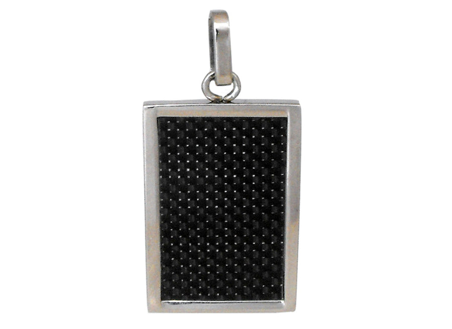 Stainless Steel Rectangular Forza Pnd with Carbon Fiber & Gift Box.