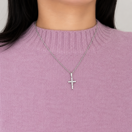 18k WG 0.55ct Lab Grown Diamond Cross