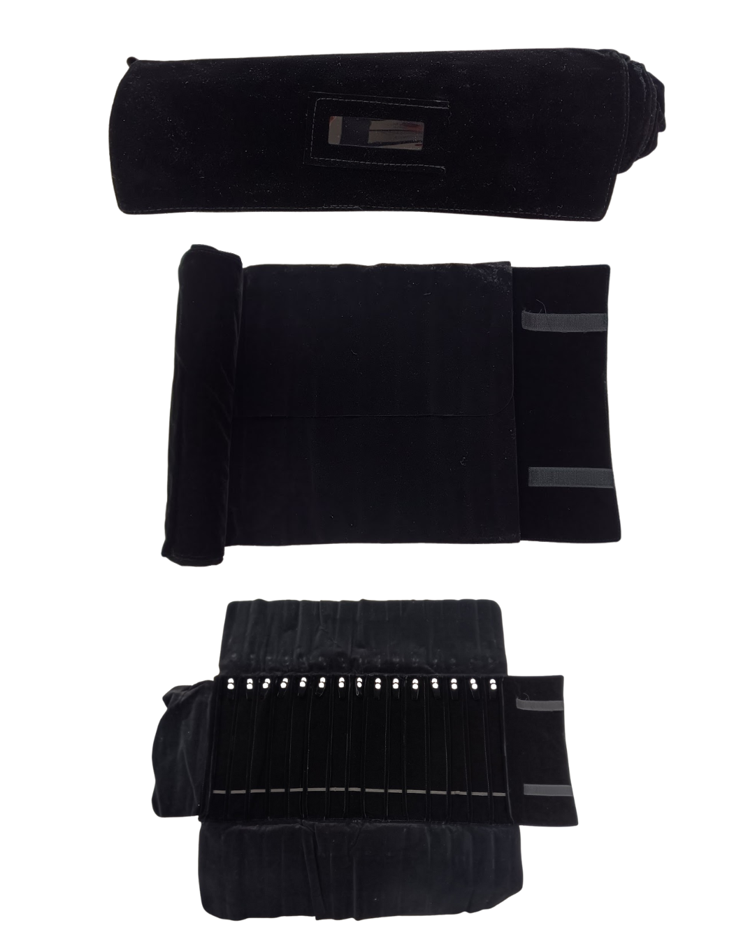 Black Velvet Jewellery roll for Bangles with 18 places