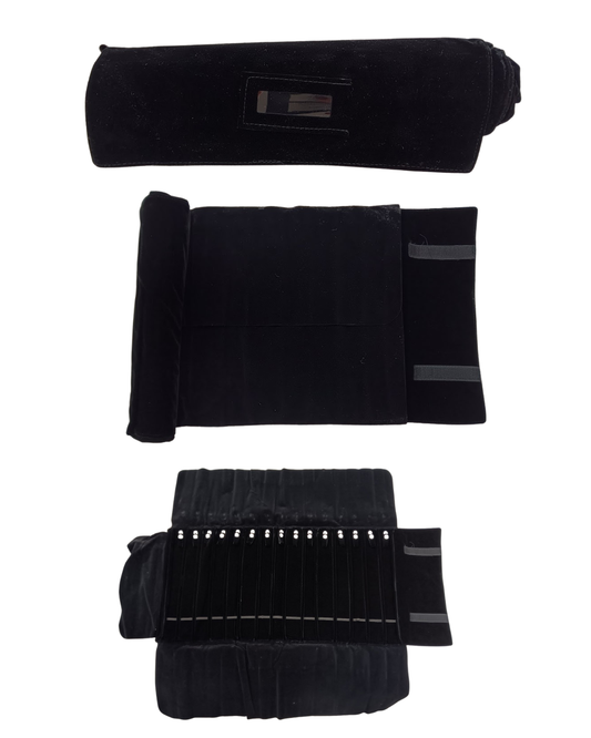 Black Velvet Jewellery roll for Bangles with 18 places