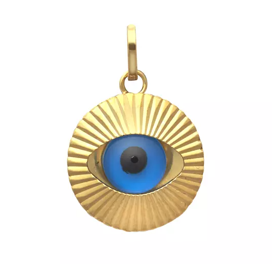 9k YG Hollow Eye Pendant . 13mm wide
