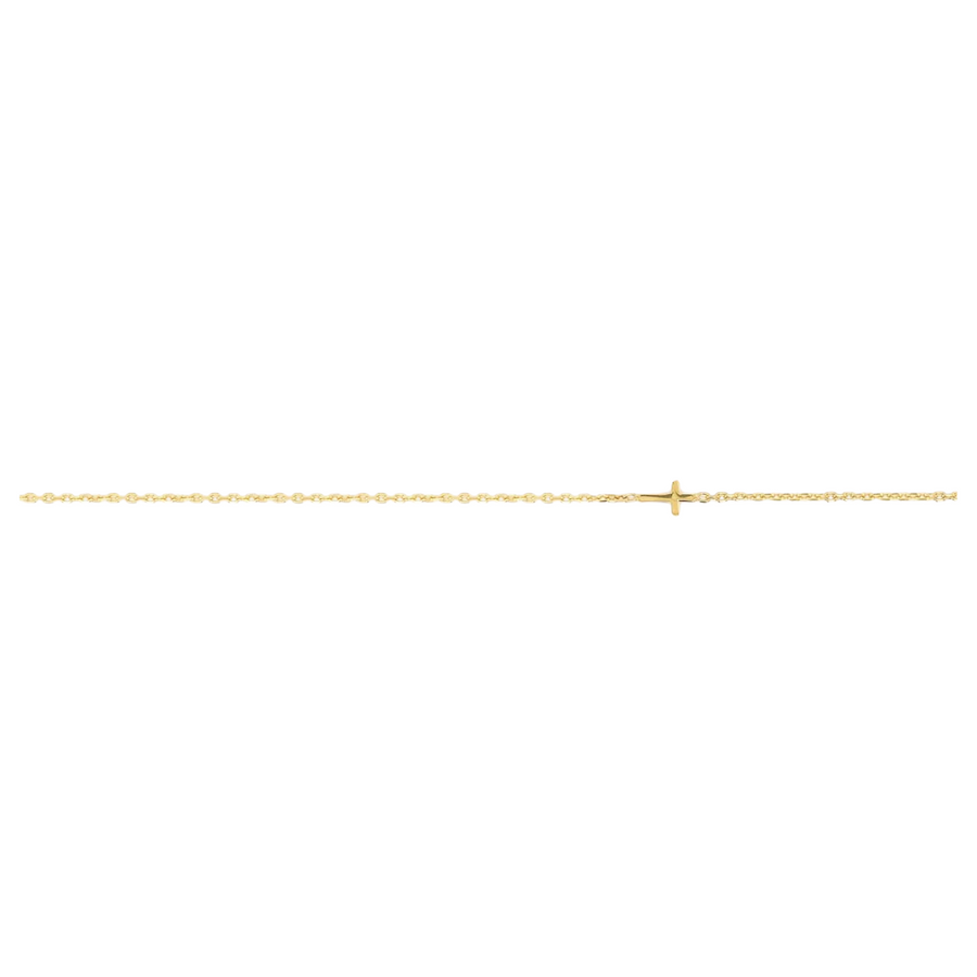 18k YG Italian Solid Oval Link with Cross Chain 2.0mm wide 50cm O-Ring at 45cm Approx 7.3g