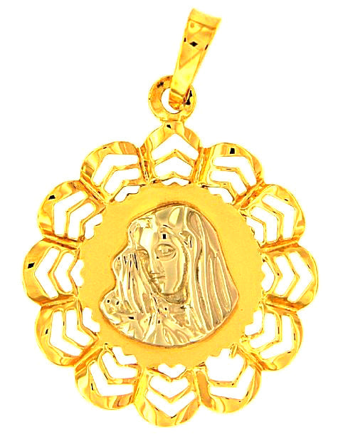 18k 2T Italian Madonna Pendant 22mm (priced per gram)