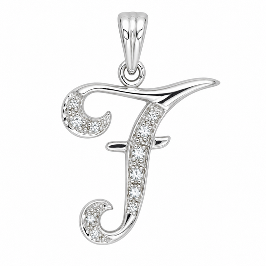 18k WG 0.05ct Diamond Script Letter Pendant (20mm)