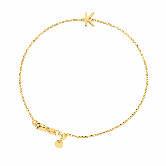 9k YG Letter K Trace Chain (1.1mm)