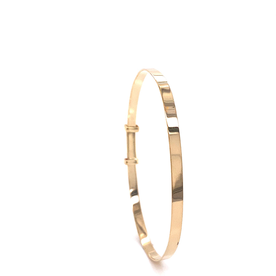 9k YG Solid Adjustable Baby Bangle 2.5mm wide.
