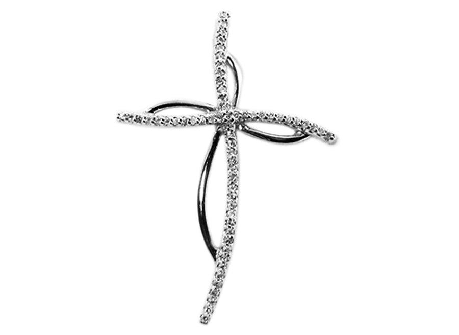 18k WG Diamond Cross Pendant 60D=0.18ct Claw Set . Meas. 34x24mm