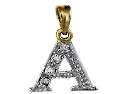 9k YG Diamond Block Letter Pendants 10mm. Available in every letter