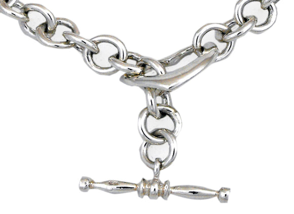 925 Round Link Chain with T-Bar & Heart (priced per gram)