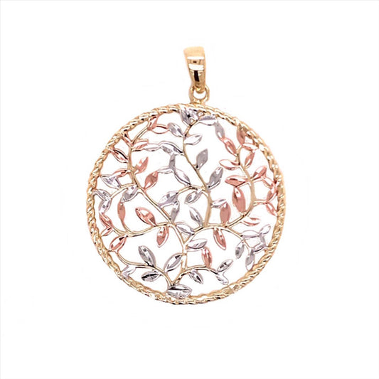 9k 3T Round Leaves Pendant 31mm