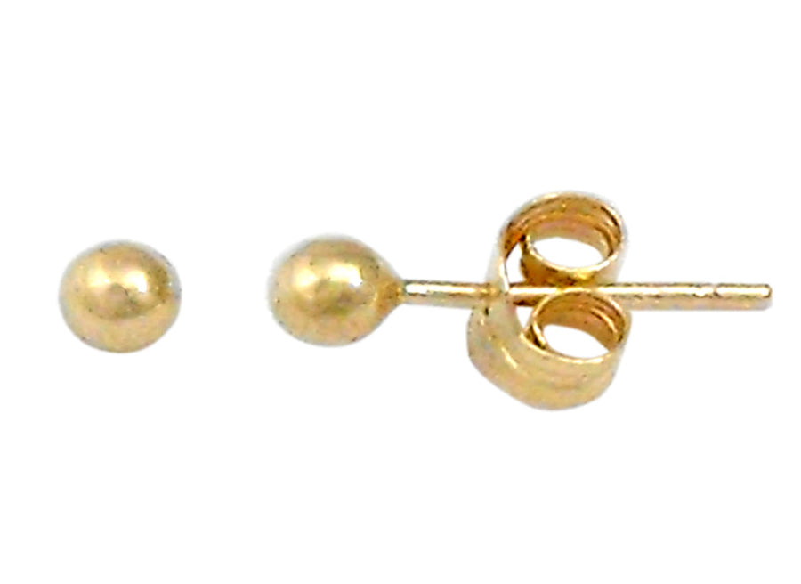 9k YG Ball Stud Earrings with Butterfly 4mm.