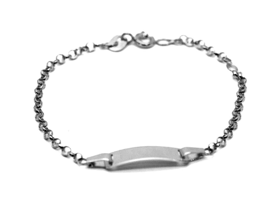 9k WG Italian Solid Belcher ID Bracelet 2.2mm wide 16cm . O-Ring at 14cm Approx 1.7g