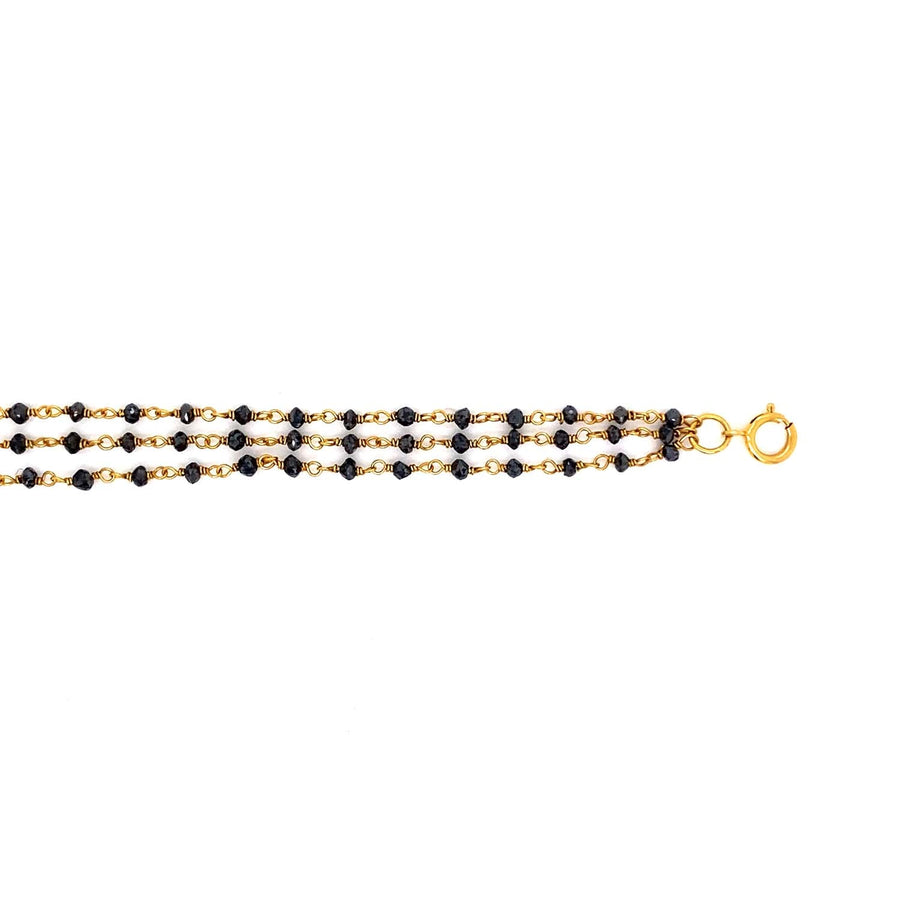 18k YG Three Strand Natural Black Diamond Chain 45cm (incl 2cm adjustable links). Gross weight approx 9g, Black Diamond weight approx 14.0ct.