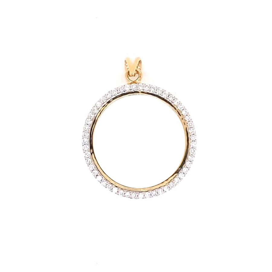 18k YG Diamond Circle Pendant 22mm 45D=0.45ct