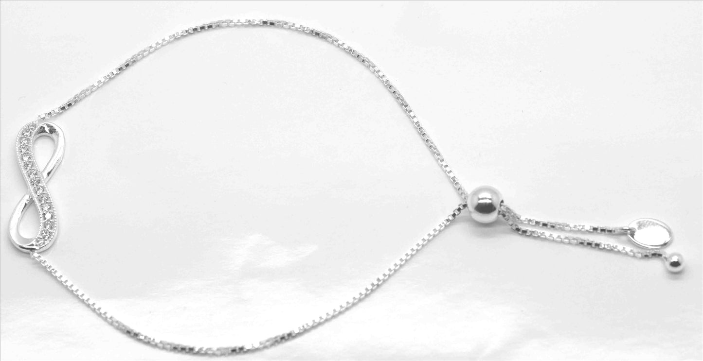 925 Box Link Bracelet with CZ Infinity Pendant