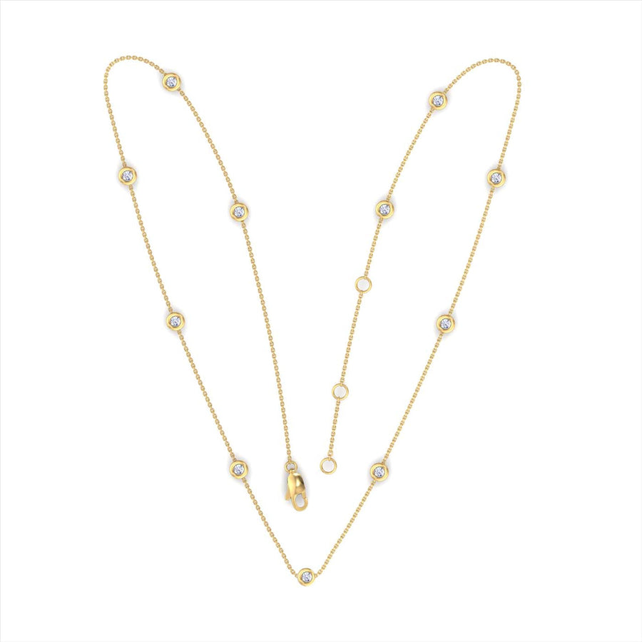 18k YG Solid Oval Link Diamond Chain1.4mm Wide 50cm . Bezel Set with 11D= 1.00ct O-Rings at 47 & 48.5cm