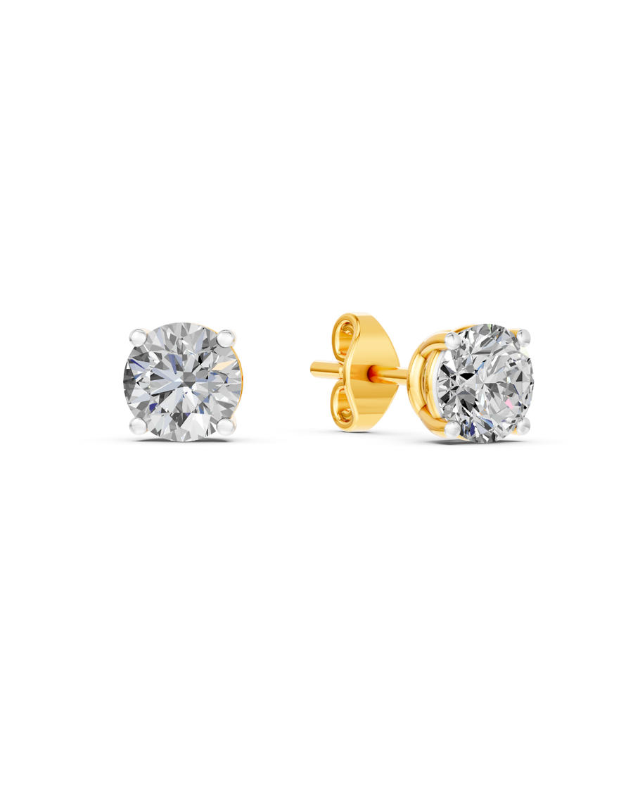 9k YG Lab Diamond Brilliant Studs 2D=Approx. 4ct IGI Certified