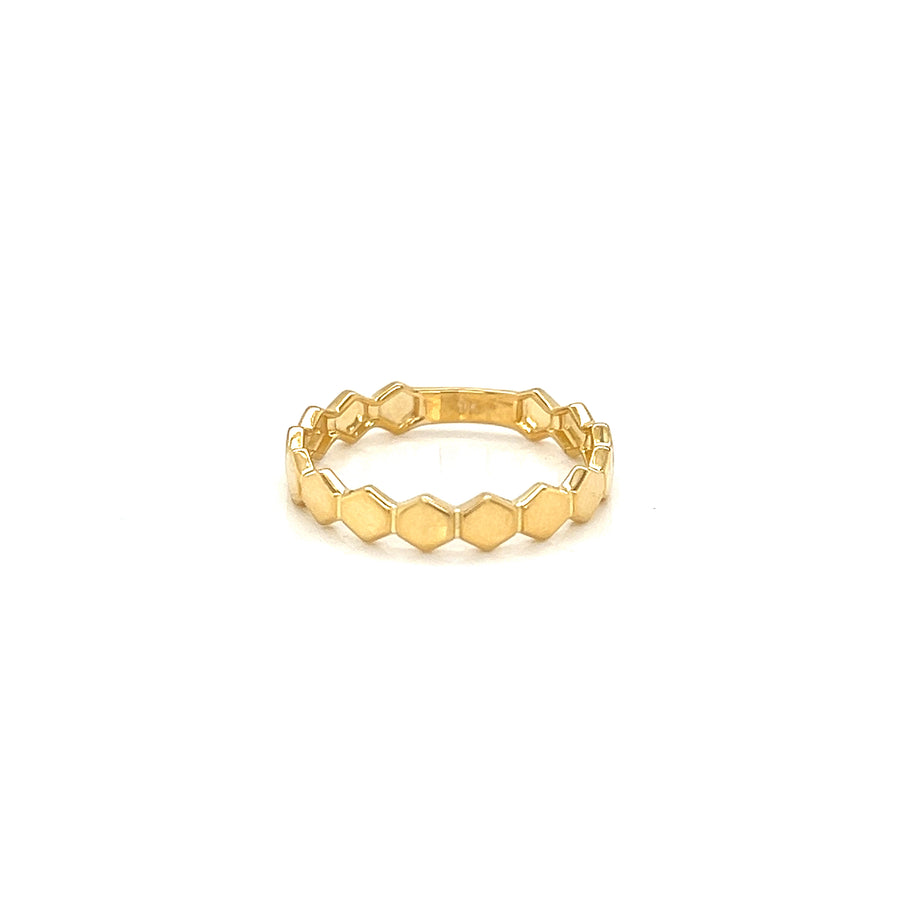 9k YG Multi-Hexagon Ring 3.5mm. Size L