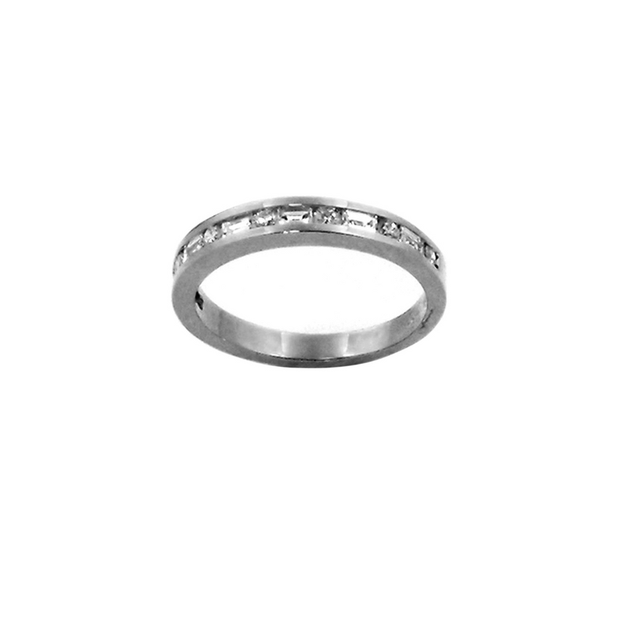 18k WG Band with Baguette 6D=0.30ct & Brilliant Cuts 7D=0.20ct, TDW=0.50ct. Size M