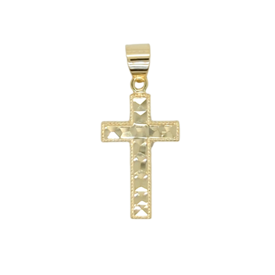 Disc. 9k YG Faceted Cross 16x11mm