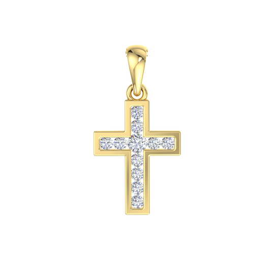 YG Diamond Cross Pendant 11D=0.27ct. 15x11.5mm