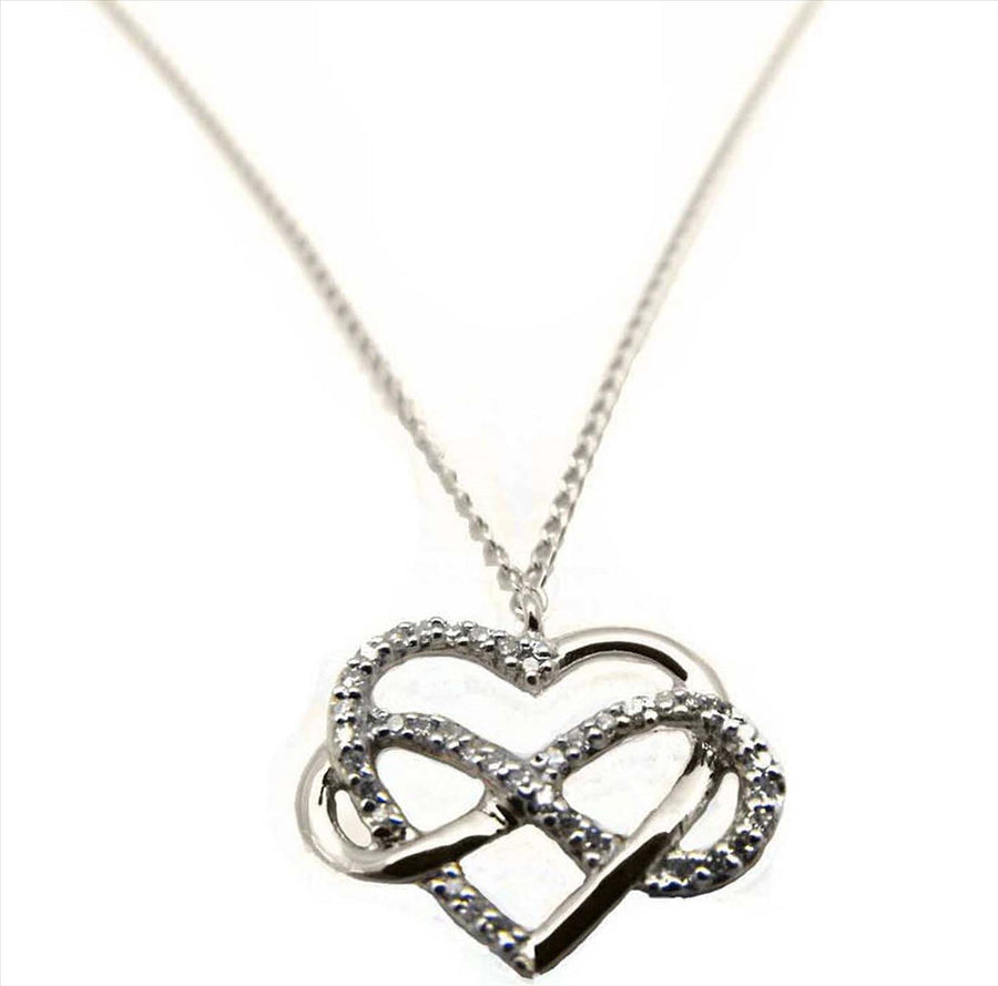9k WG Infinity Heart Diamond Pendant 39D=0.11ct with Oval Link Chain 45cm O-Ring at 43cm & 44cm 1mm wide Meas. 11x15mm