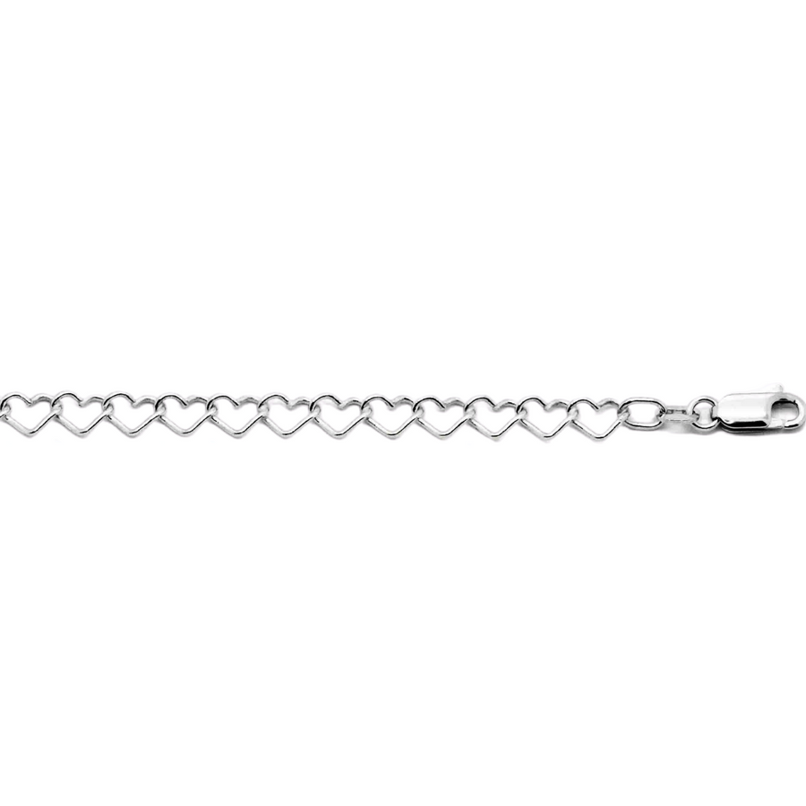 9k WG Italian Solid Heart Fancy Bracelet 5.5mm wide 19cm .