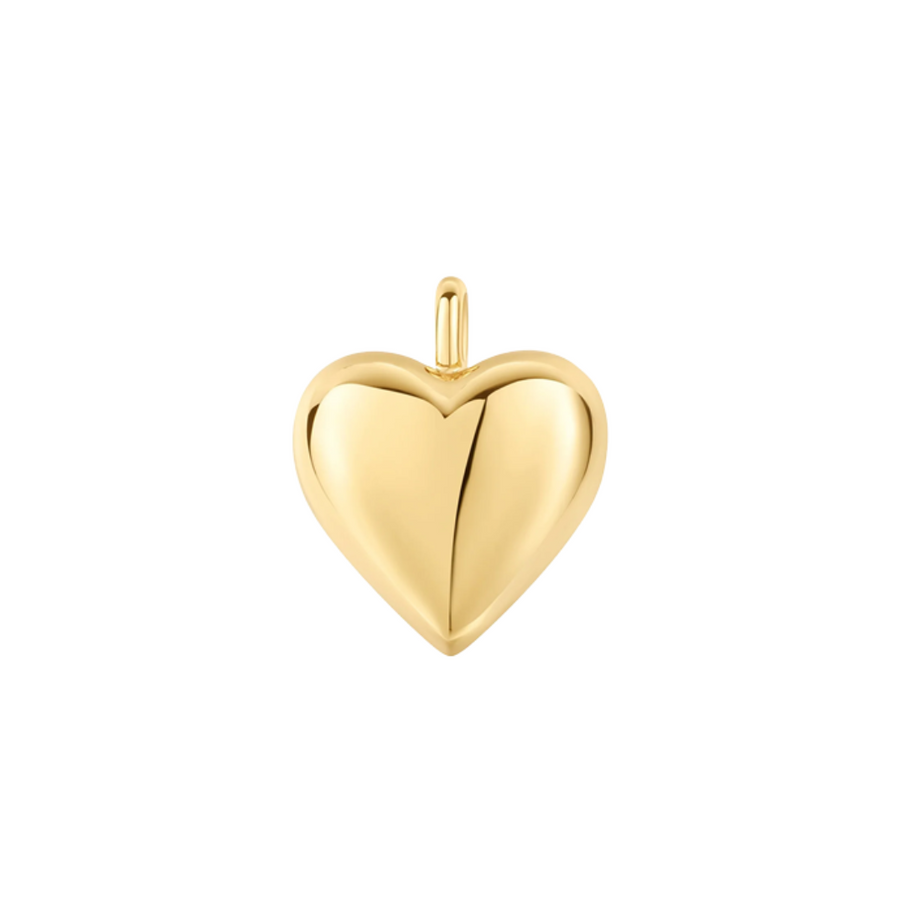 9k YG Flat Back Hollow Plain Heart Pendant . 15mm