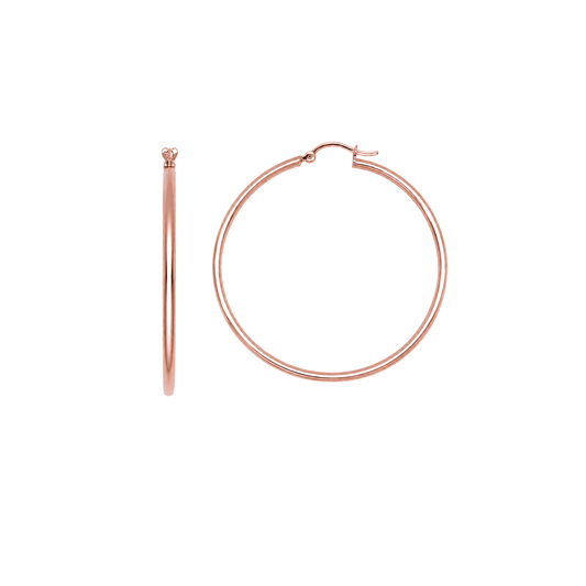9k RG Round Hoop Earrings 45mm Diameter. Round Tube 2mm Wide