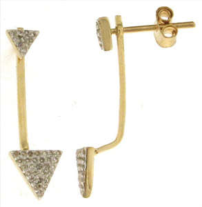 9k YG Diamond Triangular Drop 2-in-1 Stud Earrings 76D=0.14ct