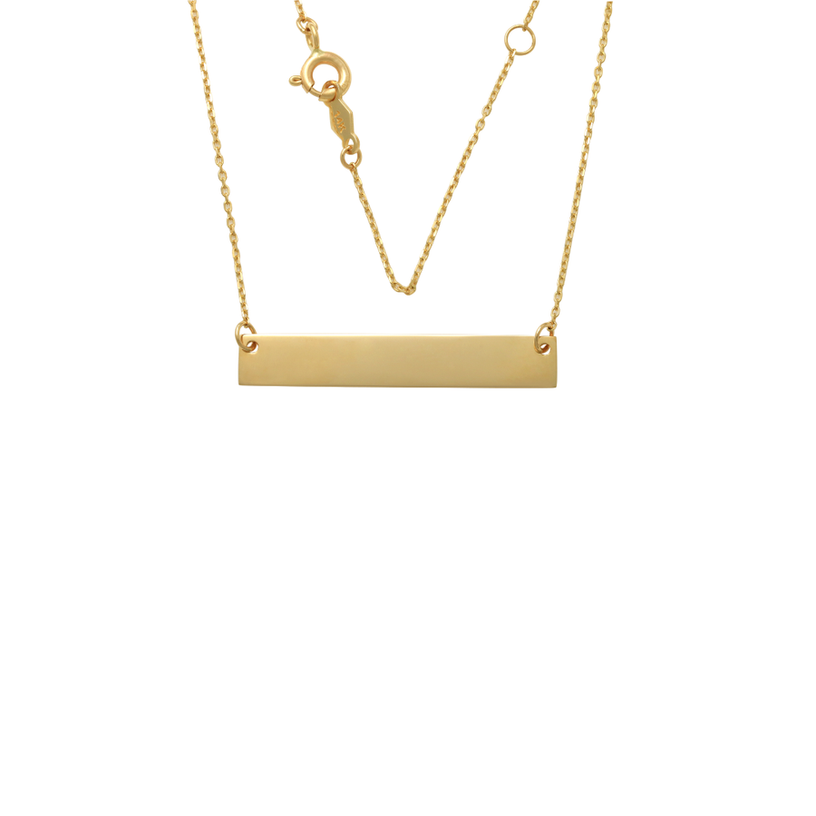 9k YG 30mm x 5.2mm ID Plate Pendant with Oval Link Chain 45cm with O-Ring at 40cm