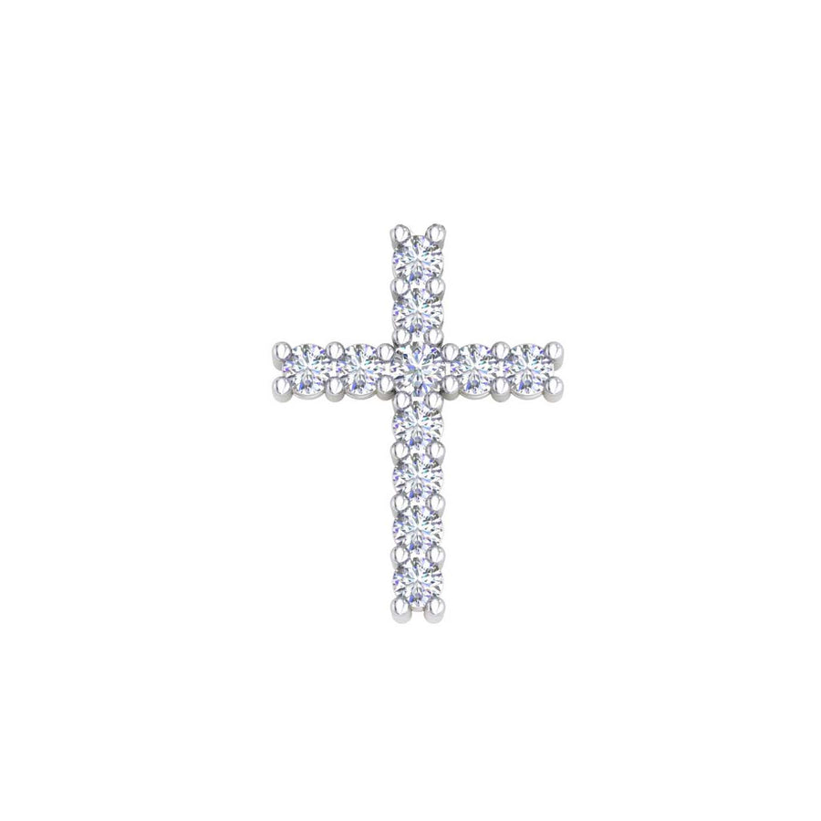 18k WG Claw-Set Diamond Cross 11D = 0.33ct with Hidden Bail. 15x11mm