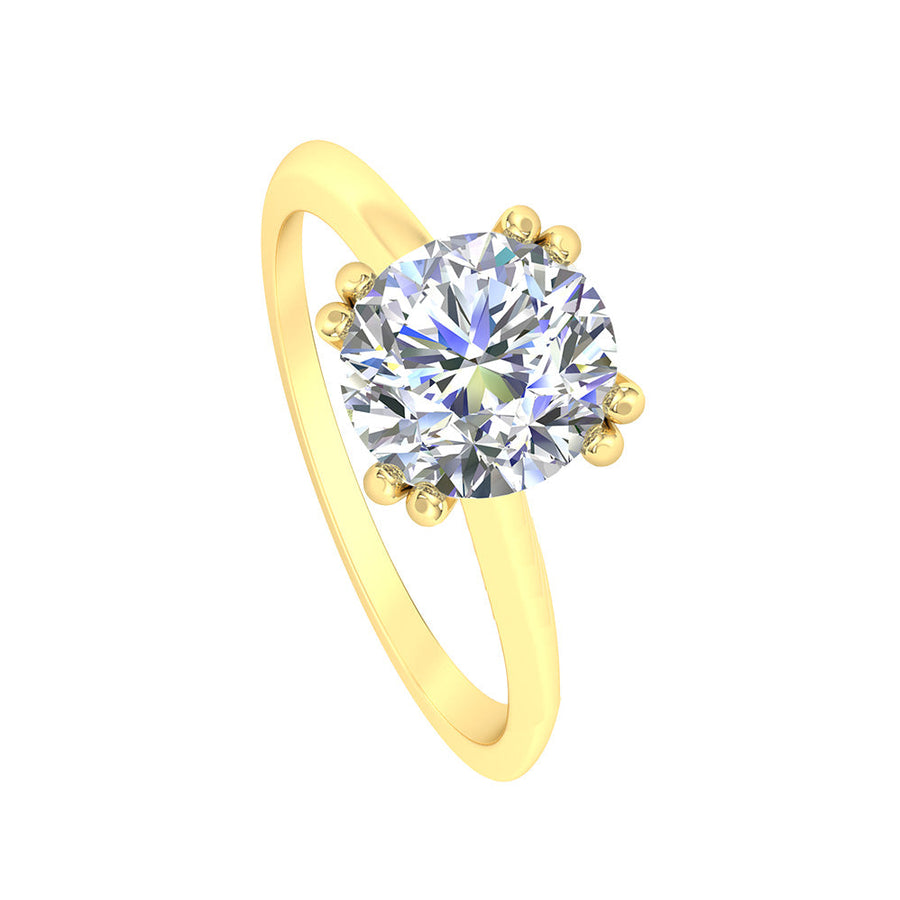 "Christina" 9k YG Engagement Ring Set with a 7mm x 6mm (1.8ct) CZ Cushion Cut Stone. Band width 1.7mm. Double Split Claw Setting with Under Bezel. Size J