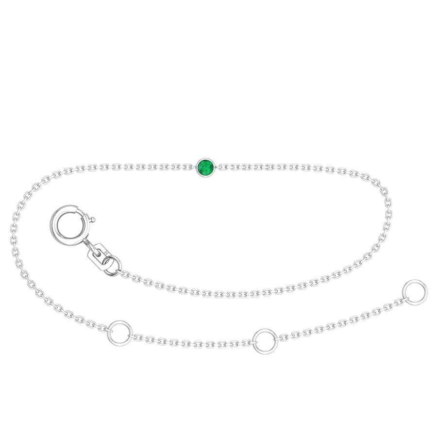 9k WG Oval Link Emerald Bracelet 1.4mm Wide 19.5cm . Bezel Set with 1EM=0.05ct, O-Rings at 16.5 & 18cm