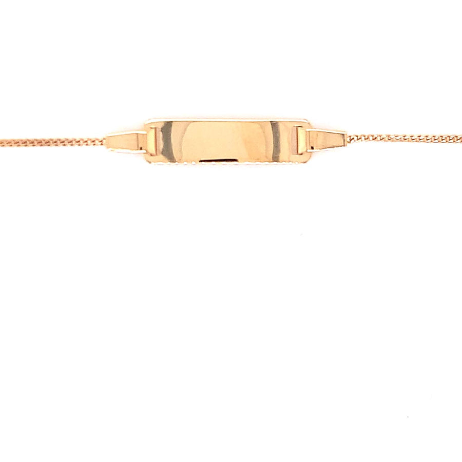 9k YG Italian Solid Curb ID Bracelet 1mm wide 17cm . O-Ring at 15cm Approx 1.4g