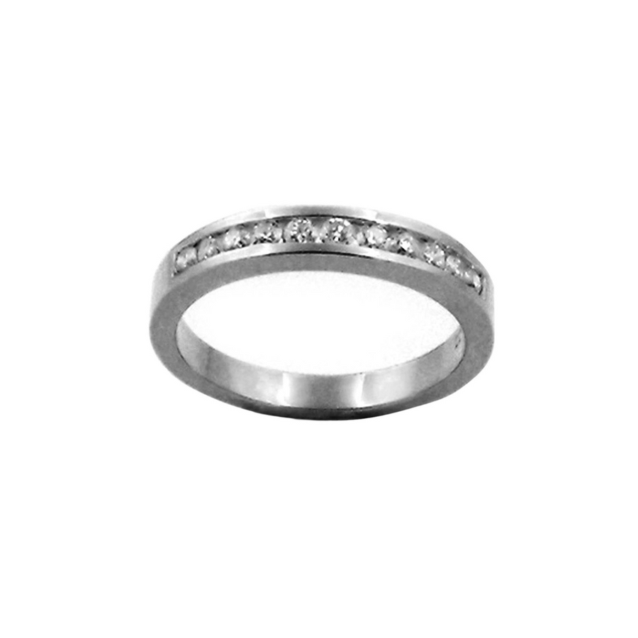 18k WG Band with Brilliant Cut Diamonds 11D = 0.33ct  Size M.